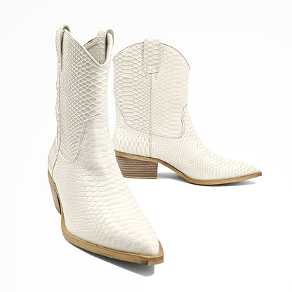 Zouzou Snake Print Pointed Toe Cowboy Boots - SundialZouzou Snake Print Pointed Toe Cowboy Boots